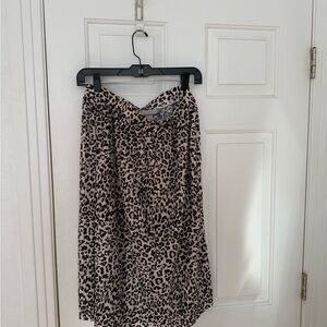 H&M Animal Print Pleated Midi Skirt